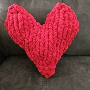 Cozy Heart-Shaped Red Accent Pillow